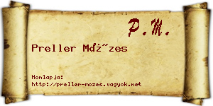 Preller Mózes névjegykártya